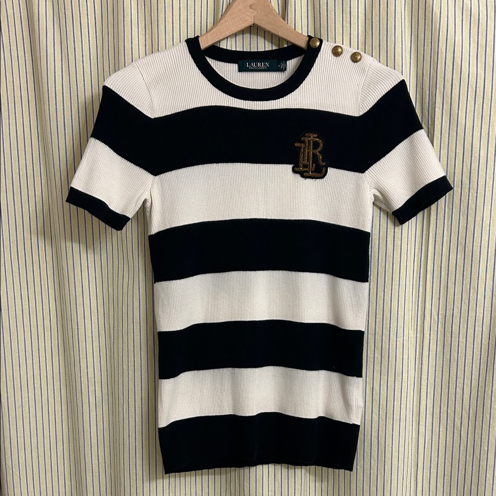 Lauren Ralph Lauren Black and White Striped Top
